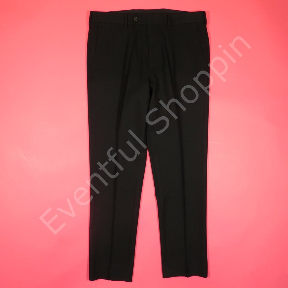 Brooks Brothers Suit Mens 46 Tall Black Flannel Wool Half Lined Bespoke - Picture 10 of 15